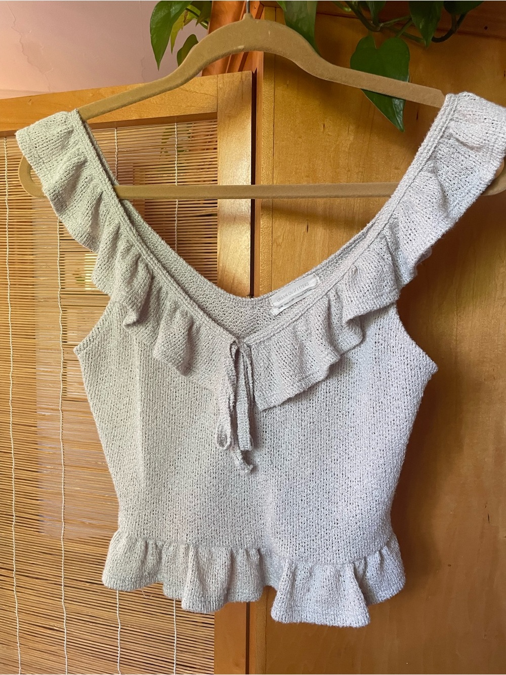 Urban Outfitters Cream Ruffle Knit Tank